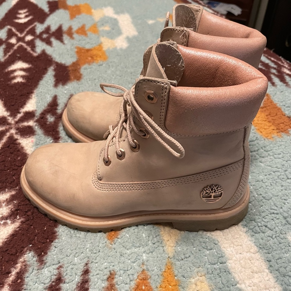 Blush pink Timberland boots